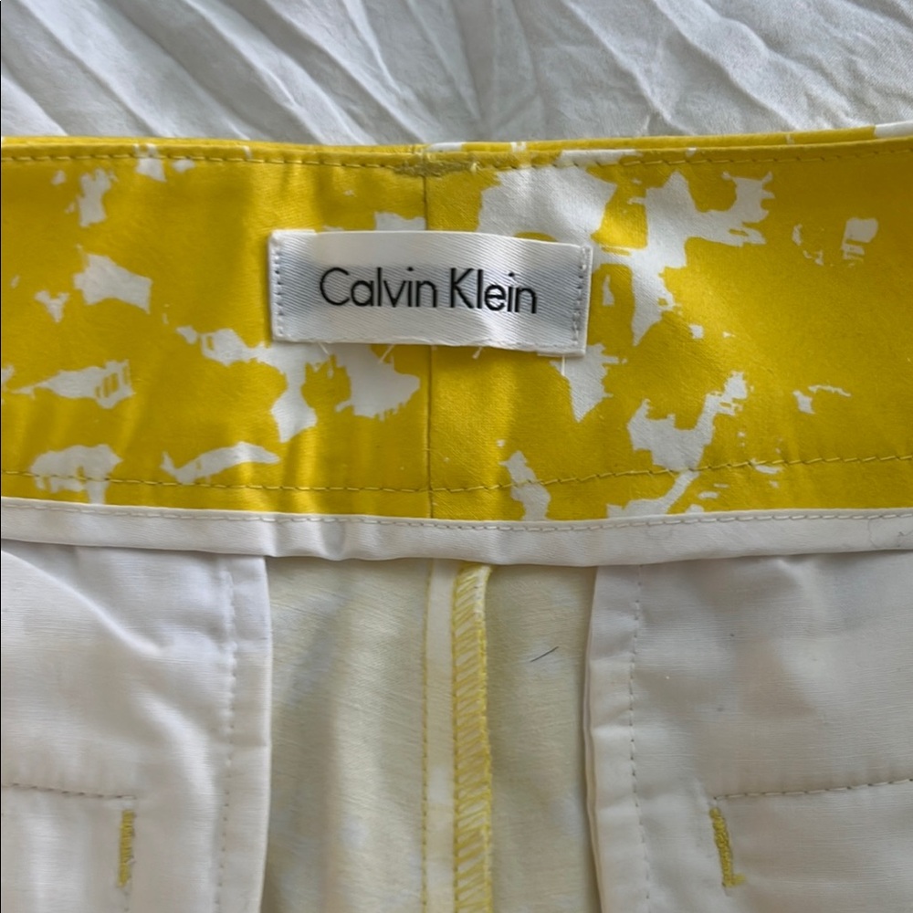 Calvin Klein Yellow High Waist Shorts with Floral Pattern - Picture 4 of 6